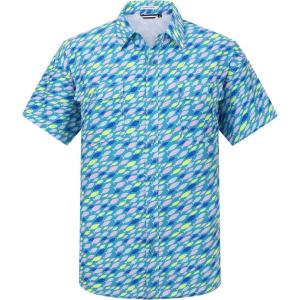 imageAlex Vando Printed Fishing Shirts Short Sleeve Outdoor Casual Shirt with Mesh InsideGreen Fish