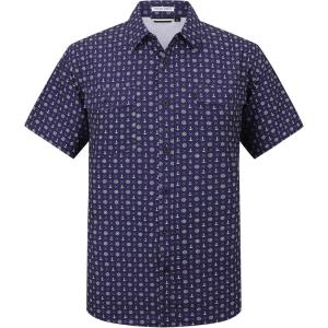 imageAlex Vando Printed Fishing Shirts Short Sleeve Outdoor Casual Shirt with Mesh InsideNavy Anchor