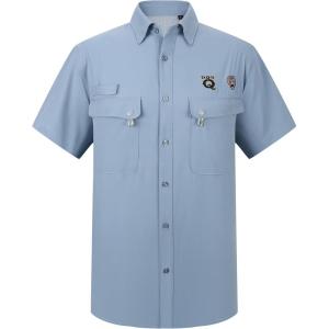 imageAlex Vando Printed Fishing Shirts Short Sleeve Outdoor Casual Shirt with Mesh InsideSlate