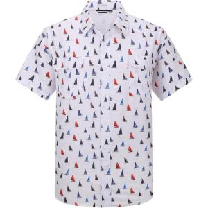 imageAlex Vando Printed Fishing Shirts Short Sleeve Outdoor Casual Shirt with Mesh InsideWhite Boat