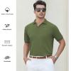 imageAlex Vando Mens Cotton Polo Shirts VNeck Short Sleeve Casual Shirts for MenArmy Jacquard