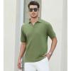 imageAlex Vando Mens Cotton Polo Shirts VNeck Short Sleeve Casual Shirts for MenArmy Jacquard