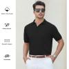 imageAlex Vando Mens Cotton Polo Shirts VNeck Short Sleeve Casual Shirts for MenBlack Jacquard