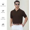 imageAlex Vando Mens Cotton Polo Shirts VNeck Short Sleeve Casual Shirts for MenBrown Jacquard