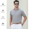 imageAlex Vando Mens Cotton Polo Shirts VNeck Short Sleeve Casual Shirts for MenGrey Jacquard