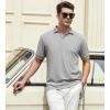 imageAlex Vando Mens Cotton Polo Shirts VNeck Short Sleeve Casual Shirts for MenGrey Jacquard