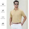 imageAlex Vando Mens Cotton Polo Shirts VNeck Short Sleeve Casual Shirts for MenKhaki Jacquard