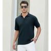 imageAlex Vando Mens Cotton Polo Shirts VNeck Short Sleeve Casual Shirts for MenNavy Jacquard