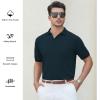 imageAlex Vando Mens Cotton Polo Shirts VNeck Short Sleeve Casual Shirts for MenNavy Jacquard