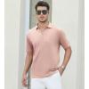 imageAlex Vando Mens Cotton Polo Shirts VNeck Short Sleeve Casual Shirts for MenPink Jacquard