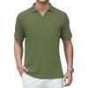 imageAlex Vando Mens Cotton Polo Shirts VNeck Short Sleeve Casual Shirts for MenArmy Jacquard