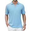 imageAlex Vando Mens Cotton Polo Shirts VNeck Short Sleeve Casual Shirts for MenBlue Jacquard
