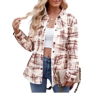 imageAlex Vando Womens Flannel Shirt Regular Long Sleeve Button Down Flannel Shirts for WomenDistressed BeigeBrown