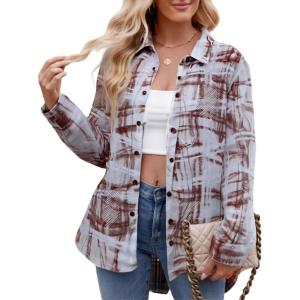 imageAlex Vando Womens Flannel Shirt Regular Long Sleeve Button Down Flannel Shirts for WomenDistressed PurpleBrown
