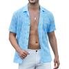 imageAlex Vando Mens Hawaiian Shirts Short Sleeve Summer Aloha Hawaii ShirtsBlue Palm