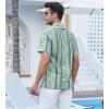imageAlex Vando Mens Hawaiian Shirts Short Sleeve Summer Aloha Hawaii ShirtsGreen Stripe