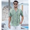 imageAlex Vando Mens Hawaiian Shirts Short Sleeve Summer Aloha Hawaii ShirtsGreen Stripe