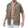 imageAlex Vando Mens Hawaiian Shirts Short Sleeve Summer Aloha Hawaii ShirtsKhakiBlack