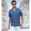 imageAlex Vando Mens Hawaiian Shirts Short Sleeve Summer Aloha Hawaii ShirtsNavy Palm