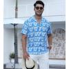 imageAlex Vando Mens Hawaiian Shirts Short Sleeve Summer Aloha Hawaii ShirtsWhiteBlue Leaf