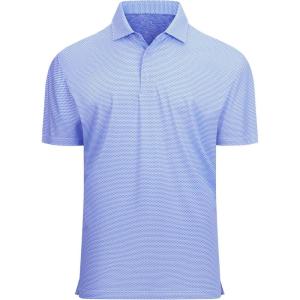 imageAlex Vando Mens Golf Shirt Moisture Wicking Classic Print Golf Shirts for MenBluewhite Square