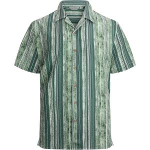 imageAlex Vando Mens Hawaiian Shirts Short Sleeve Summer Aloha Hawaii ShirtsGreen Stripe