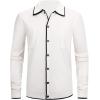 imageAlex Vando Mens Retro Cardigan Shirts Long Sleeve Two Pockets Knit Casual Button Down Shirts for MenBeige