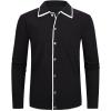 imageAlex Vando Mens Retro Cardigan Shirts Long Sleeve Two Pockets Knit Casual Button Down Shirts for MenBlack