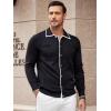 imageAlex Vando Mens Retro Cardigan Shirts Long Sleeve Two Pockets Knit Casual Button Down Shirts for MenBlack