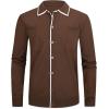 imageAlex Vando Mens Retro Cardigan Shirts Long Sleeve Two Pockets Knit Casual Button Down Shirts for MenCoffee
