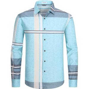 imageAlex Vando Mens Big Plaid Button Down Shirts Wrinkle Free 4Way Stretch Smart Casual Shirt38 BlueGrey