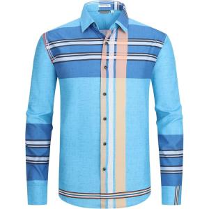imageAlex Vando Mens Big Plaid Button Down Shirts Wrinkle Free 4Way Stretch Smart Casual ShirtBlueRoyal