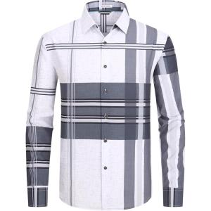 imageAlex Vando Mens Big Plaid Button Down Shirts Wrinkle Free 4Way Stretch Smart Casual ShirtWhiteBlack