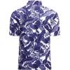 imageAlex Vando Mens Hawaiian Golf Shirt Moisture Wicking Digital Print Golf Shirts for MenWhite With Navy Leaf