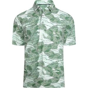 imageAlex Vando Mens Hawaiian Golf Shirt Moisture Wicking Digital Print Golf Shirts for MenWhite Green Leaf