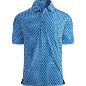 imageAlex Vando Mens Golf Shirt Moisture Wicking QuickDry Print Performance Polo Shirts for MenBlue Navy Square