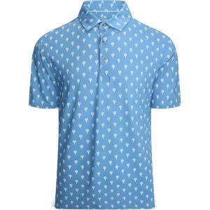 imageAlex Vando Mens Golf Shirt Moisture Wicking QuickDry Print Performance Polo Shirts for MenDusty Blue Ball