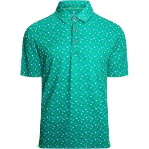 imageAlex Vando Mens Golf Shirt Moisture Wicking QuickDry Print Performance Polo Shirts for MenGreen Golf