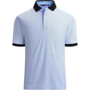 imageAlex Vando Mens Golf Shirt Moisture Wicking QuickDry Print Performance Polo Shirts for MenWhite W Blue Dots