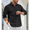 imageAlex Vando Mens Water Proof Button Down Shirts Two Pockets Long Sleeve Outdoor ShirtsBlack