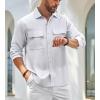 imageAlex Vando Mens Water Proof Button Down Shirts Two Pockets Long Sleeve Outdoor ShirtsGrey