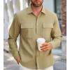 imageAlex Vando Mens Water Proof Button Down Shirts Two Pockets Long Sleeve Outdoor ShirtsKhaki
