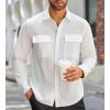 imageAlex Vando Mens Water Proof Button Down Shirts Two Pockets Long Sleeve Outdoor ShirtsWhite