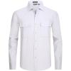 imageAlex Vando Mens Water Proof Button Down Shirts Two Pockets Long Sleeve Outdoor ShirtsGrey
