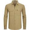 imageAlex Vando Mens Water Proof Button Down Shirts Two Pockets Long Sleeve Outdoor ShirtsKhaki