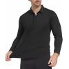imageAlex Vando Mens Golf Shirt Moisture Wicking QuickDry Solid Long Sleeve Polo Shirts for MenBlack 09