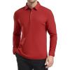 imageAlex Vando Mens Golf Shirt Moisture Wicking QuickDry Solid Long Sleeve Polo Shirts for MenRed 09