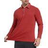 imageAlex Vando Mens Golf Shirt Moisture Wicking QuickDry Solid Long Sleeve Polo Shirts for MenRed 09