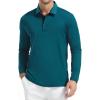 imageAlex Vando Mens Golf Shirt Moisture Wicking QuickDry Solid Long Sleeve Polo Shirts for MenTeal 09