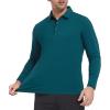 imageAlex Vando Mens Golf Shirt Moisture Wicking QuickDry Solid Long Sleeve Polo Shirts for MenTeal 09